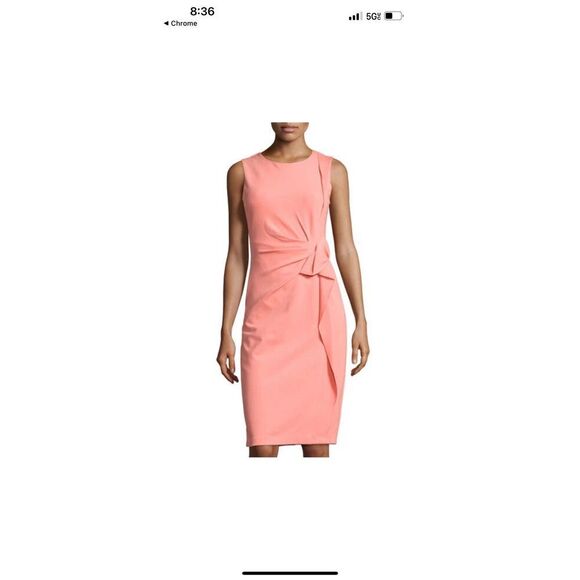 Kobi Halperin Quinn Dress Coral Rose Pink Sleeveless Draped Size 6 (044) - Picture 1 of 14